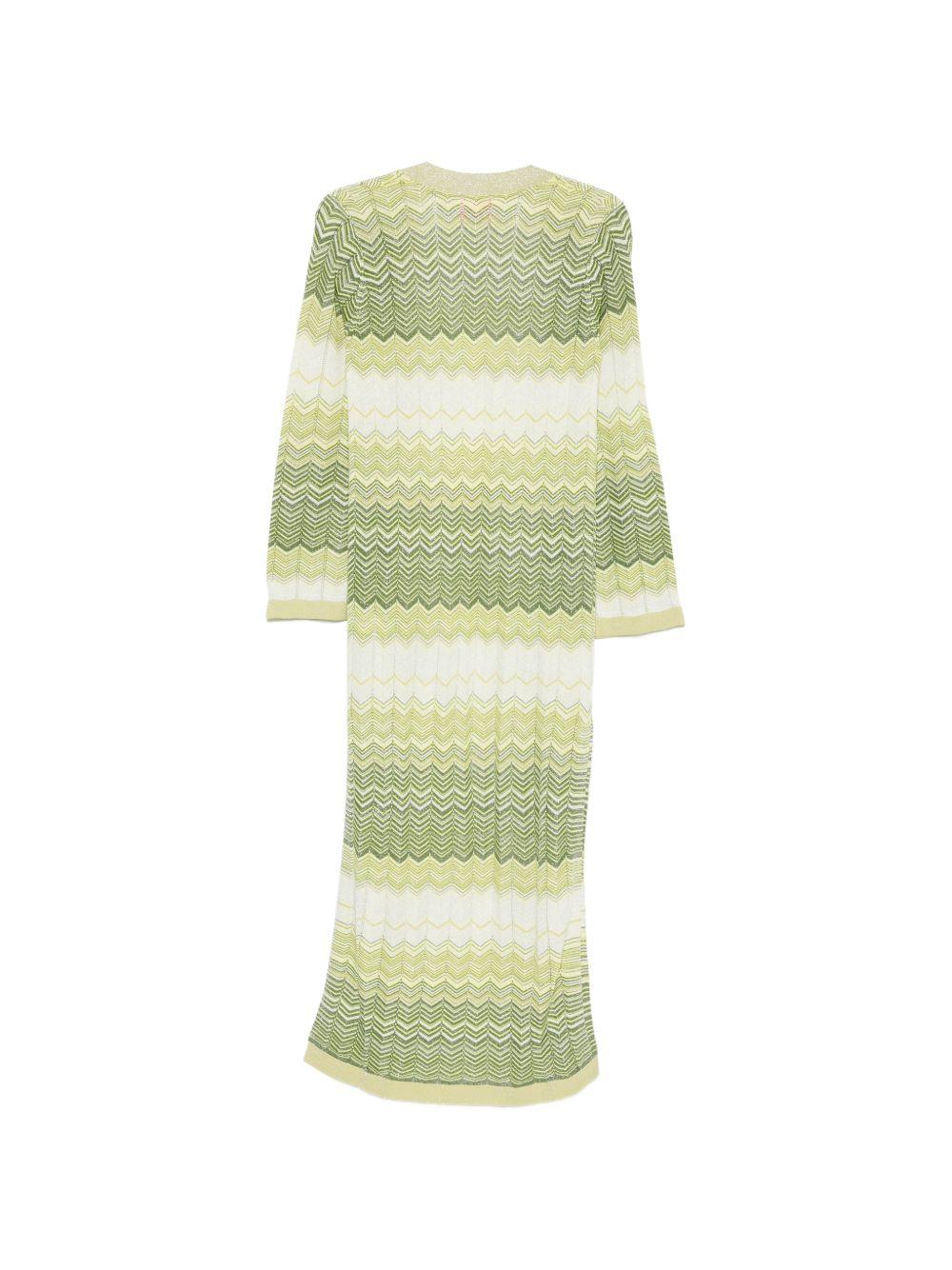 Cardigan lungo da donna MC2 Saint Barth verde con motivo a spina di pesce TON0001 08303L MC2 ST. BARTH 