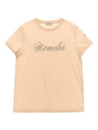 T-shirt con ricamo per bambina Moncler Enfant rosa con orlo dritto K19548C0001689AT9 51N MONCLER ENFANT 