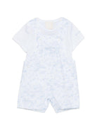 Set t-shirt e salopette per neonato Givenchy Kids azzurro con logo ricamato sul davanti H31261 N48 GIVENCHY KIDS 