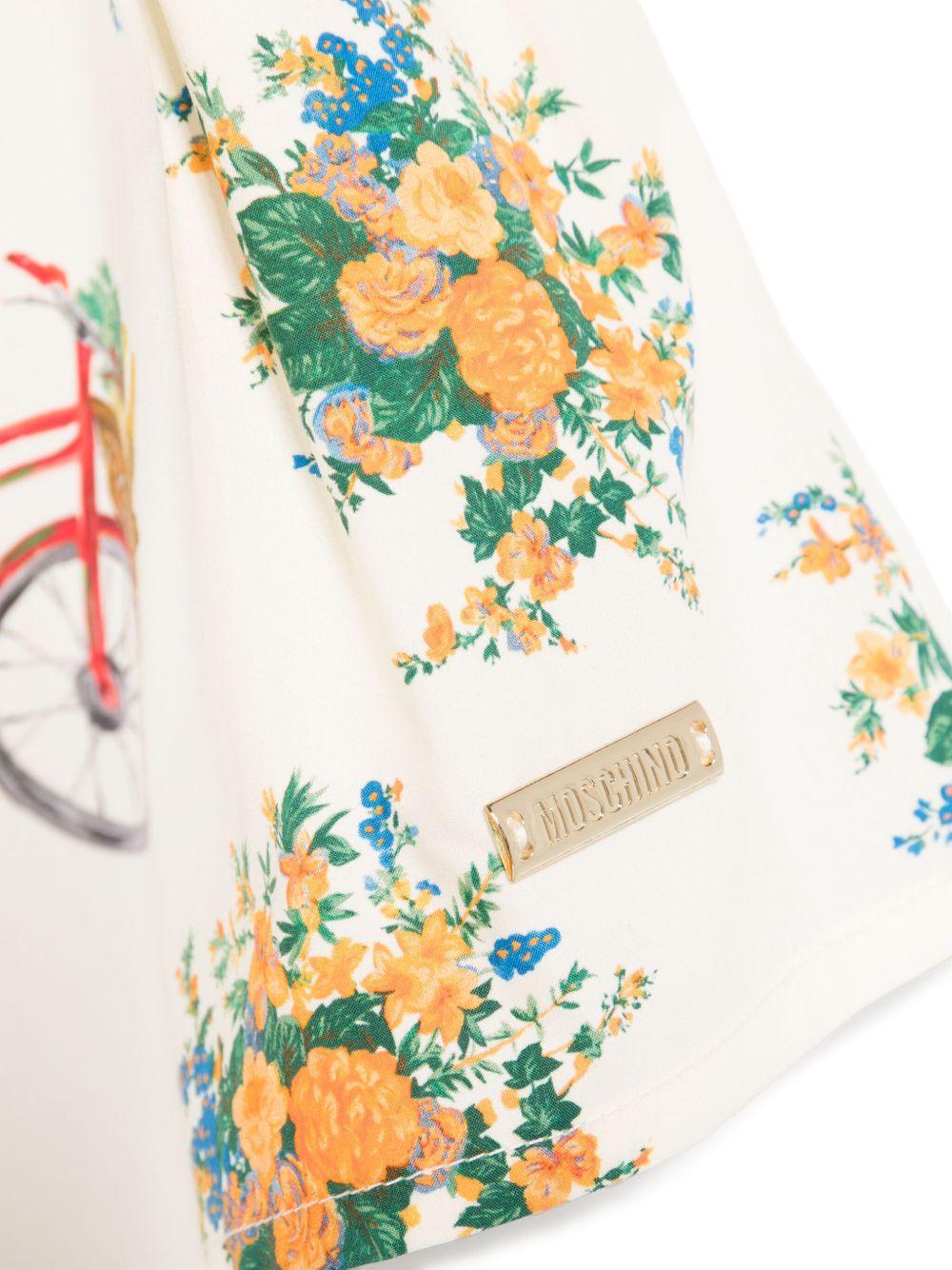 Gonna per bambina Moschino Kids a fiori con placca con logo HDJ03TLLB56 84435 MOSCHINO KIDS 