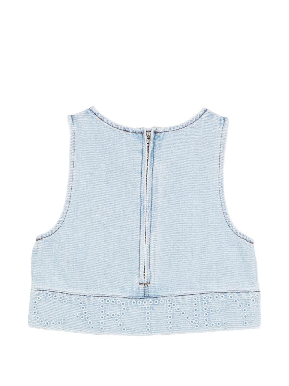 Top per bambina Stella McCartney Kids denim con chiusura con zip posteriore TY5A52 Z0746 600 STELLA McCARTNEY KIDS 