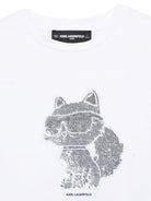 T-shirt per bambina Karl Lagerfeld Kids bianca con dettaglio in paillettes Z31153 10P KARL LAGERFELD KIDS 