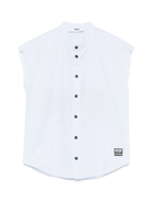 Camicia smanicata per bambino MSGM Kids azzurro con colletto alla coreana S5MSJBSI031 050 MSGM KIDS 