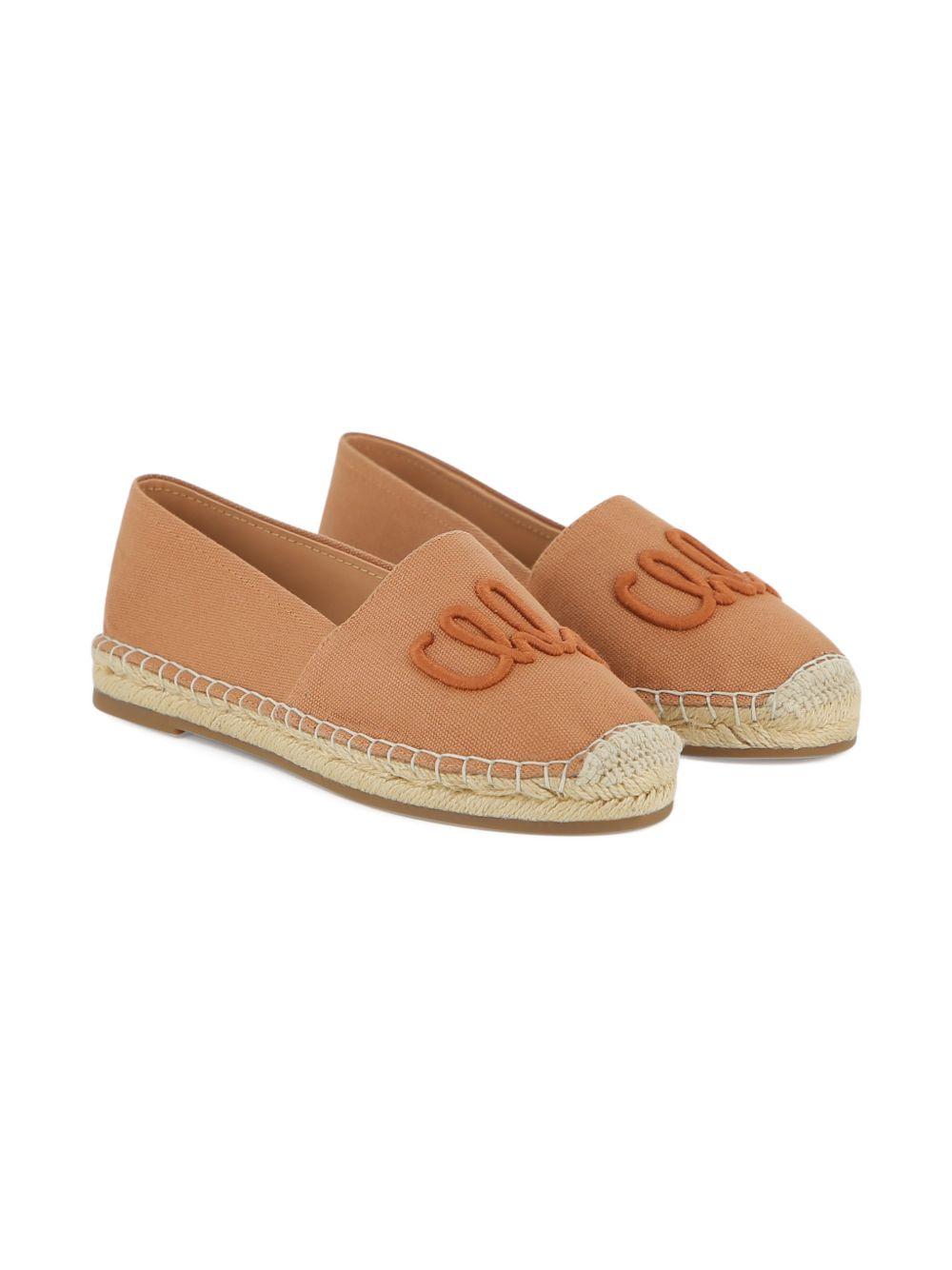 Espadrilles per bambina Chloé Kids marrone chiaro con ricamo C20879 239 CHLOE' KIDS 