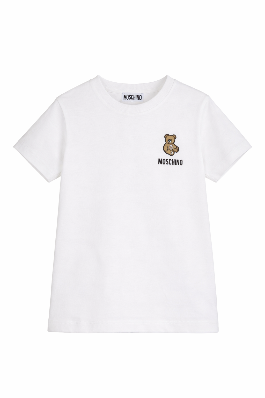 T-shirt per bambini Moschino Kids bianca con ricamo Teddy Bear HUM05TLAA02 10063 MOSCHINO KIDS 