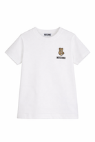 T-shirt per bambini Moschino Kids bianca con ricamo Teddy Bear HUM05TLAA02 10063 MOSCHINO KIDS 