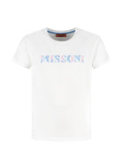 T-shirt per bambina Missoni Kids bianca con logo sul davanti MY8A41 Z3672 100 MISSONI KIDS 
