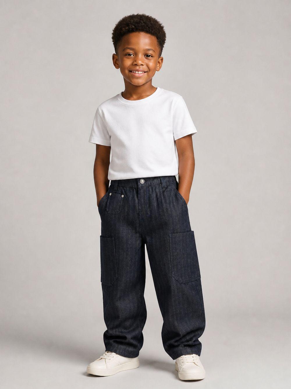 Jeans per bambino Givenchy Kids in denim con motivo pied-de-poule H31397 Z35 GIVENCHY KIDS 