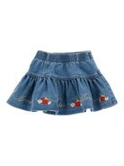 Gonna per neonata Monnalisa denim con logo ricamato 39G701 7017 0062 MONNALISA KIDS 