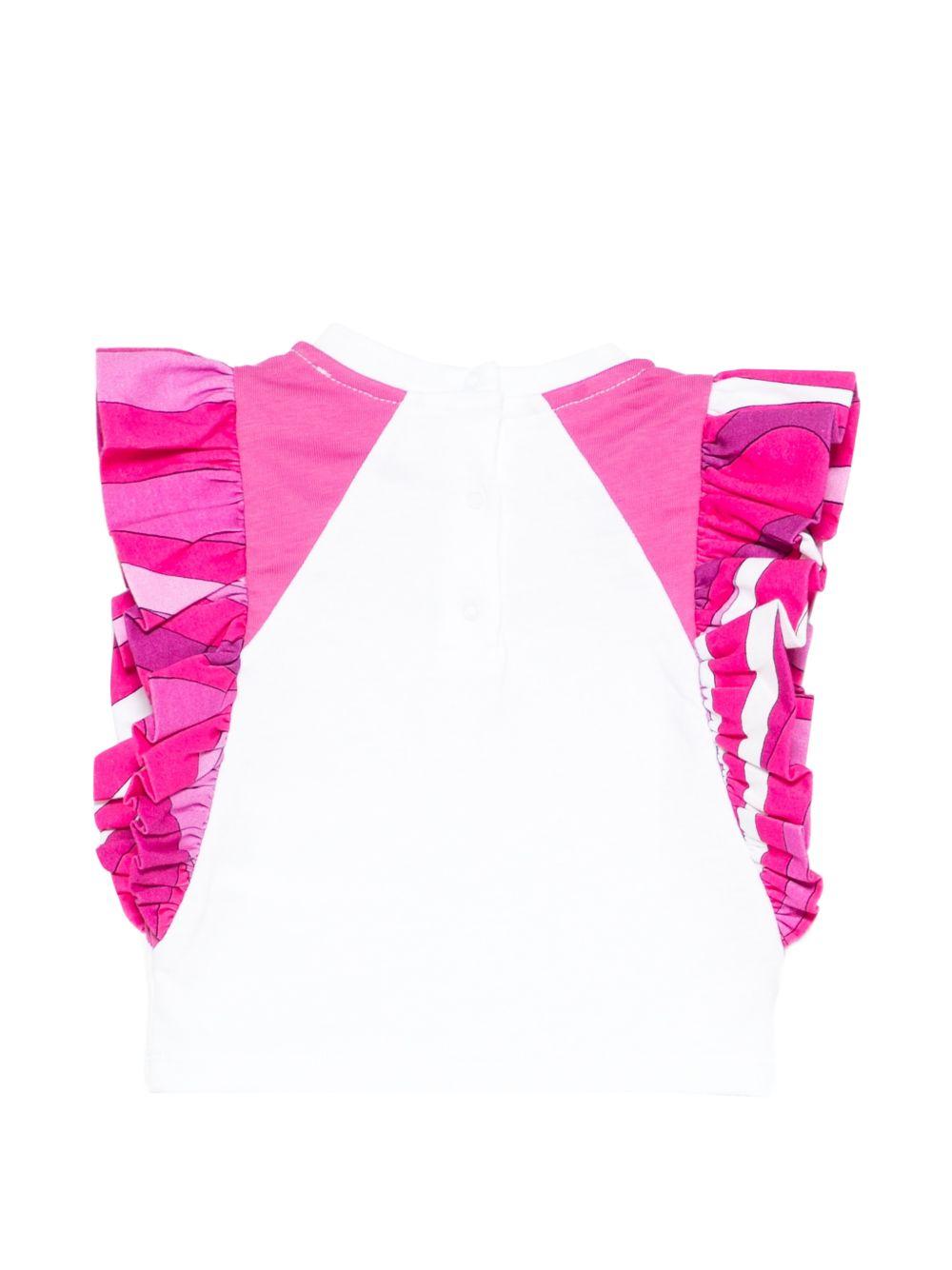 T-shirt per neonata Emilio Pucci Junior bianca con volant PY8002 Z3672 100FU EMILIO PUCCI KIDS 