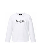 T-shirt per bambino Balmain Kids bianca con dettaglio logo sul davanti BZ8I20 Z3672 100NE BALMAIN KIDS 