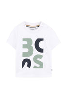 T-shirt per neonato Boss Kidswear bianco con logo sul davanti J52885 10P BOSS KIDS 