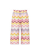 Pantaloni affusolati per bambina Missoni Kids multicolore con stampa a zigzag MZ6A70 N0443 999 MISSONI KIDS 
