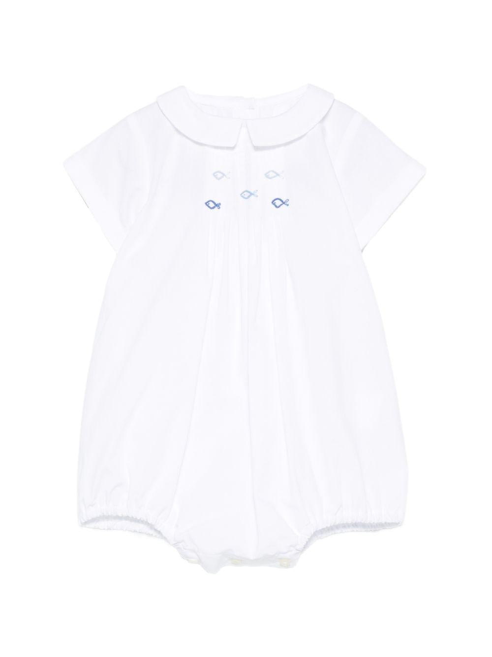 Tutina per neonati Mariella Ferrari bianca a maniche corte con colletto PLP14BIS 305 MARIELLA FERRARI 