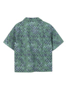 Camicia per bambino Lanvin Enfant verde con motivo a zigzag N30392 U58 LANVIN KIDS 
