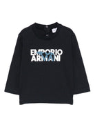 T-shirt per neonato Emporio Armani Kids blu con stampa logo EB000827 AF14503 UB118 EMPORIO ARMANI KIDS 