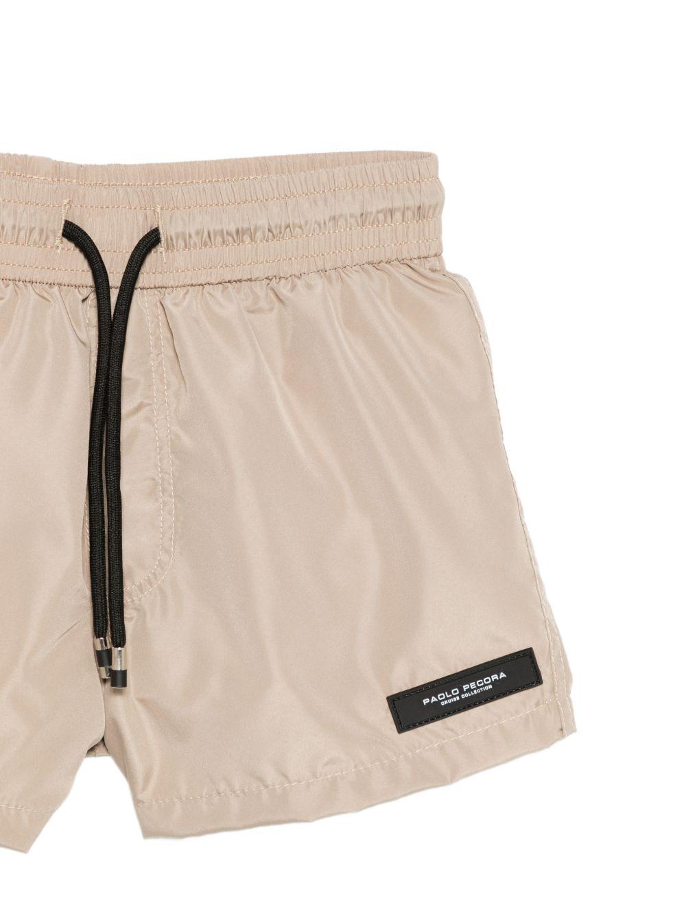 Costume da bagno per bambino Paolo Pecora Kids beige con patch con logo PP2041 BEIGE PAOLO PECORA KIDS 