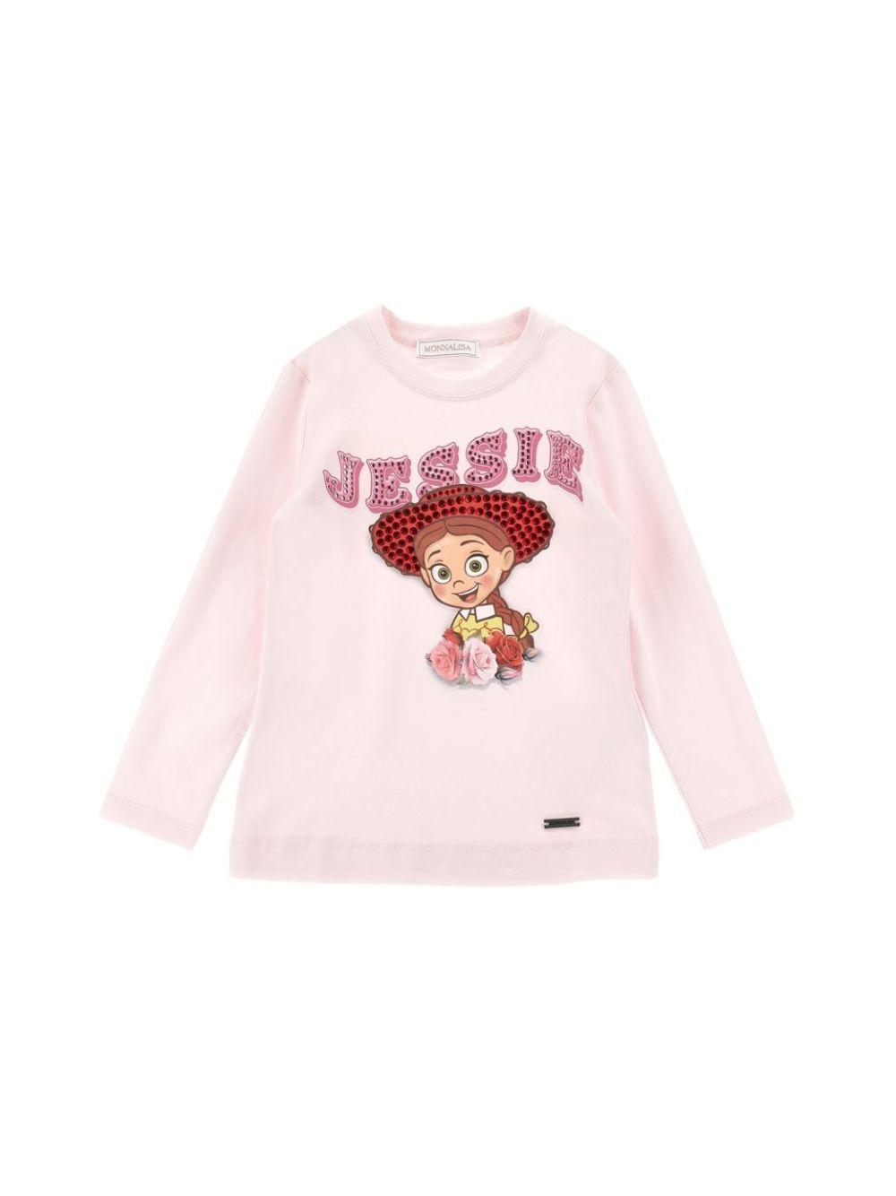 T-shirt per bambina Monnalisa Kids rosa con stampa grafica Jessie 19H602 8004 0091 MONNALISA KIDS 