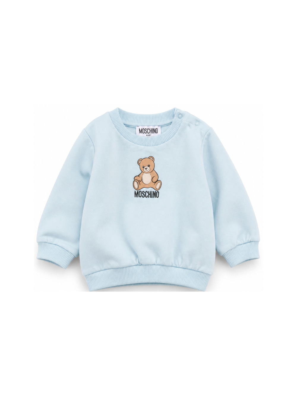 Felpa per neonato Moschino Kids azzurra con motivo Teddy Bear MUF06ILCA40 40304 MOSCHINO KIDS 
