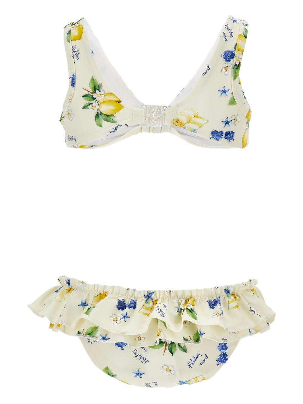 Bikini per bambina Monnalisa bianco con stampa limoni 19G006 7039 0014 MONNALISA KIDS 