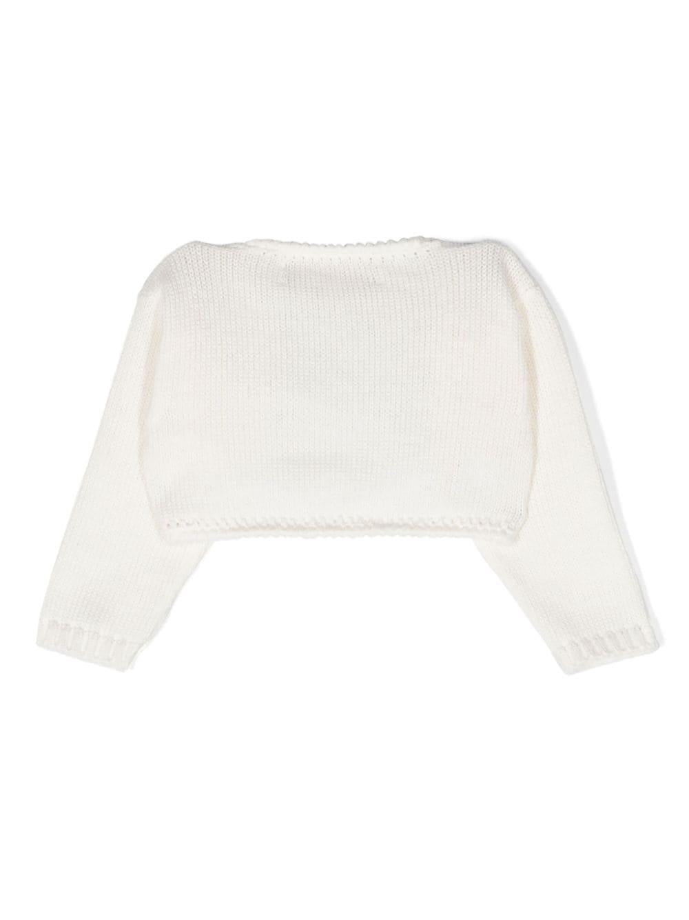 Cardigan per neonata La Stupenderia bianco in cotone con polsini a coste SJSS84 802 LA STUPENDERIA 