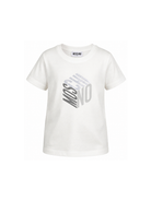 T-shirt per bambini Moschino Kids bianca con stampa grafica del logo HMM05VLAA57 10063 MOSCHINO KIDS 