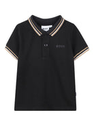 Polo per neonato Boss Kids nera con colletto a righe J52454 09B BOSS KIDS 
