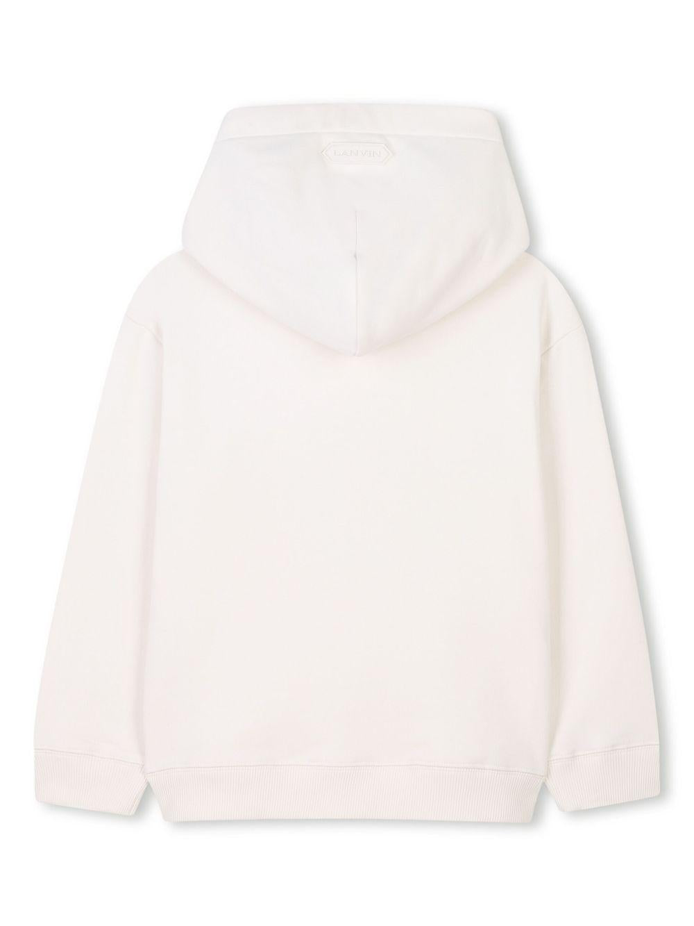 Felpa per bambina Lanvin Enfant bianco con cappuccio classico e applicazione logo N30200 155 LANVIN 