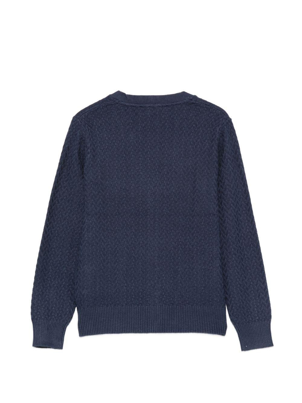 Cardigan per bambino Trussardi Kids blu con lavorazione a maglia intrecciata TBA26059CD BLUE NAVAL TRUSSARDI KIDS 
