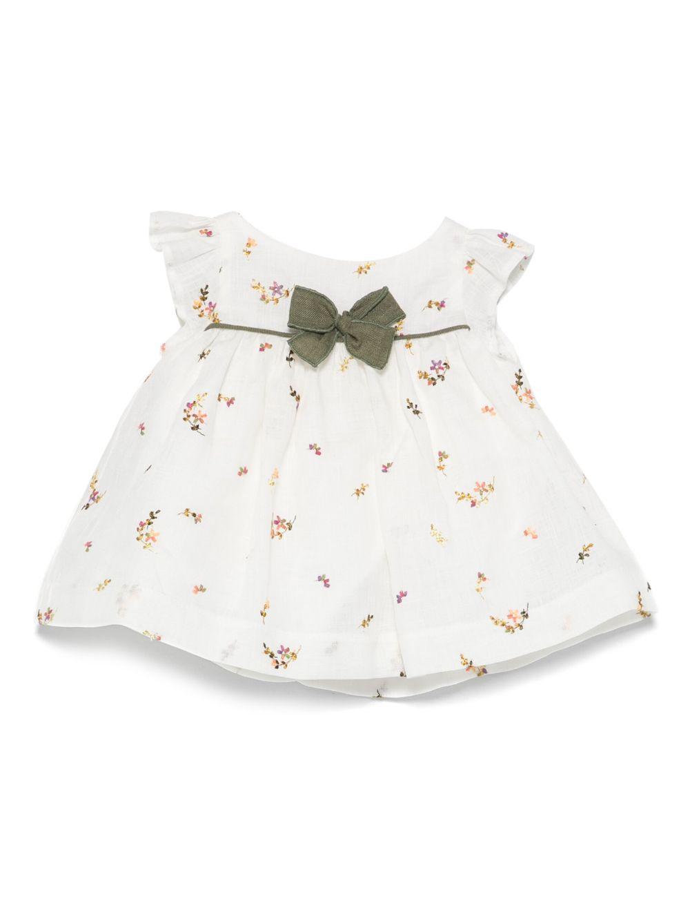 Abito per neonata La Stupenderia bianco con ricamo floreale e maniche ad aletta TBCT52 I06 LA STUPENDERIA KIDS 