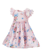 Abito per neonata Monnalisa rosa a fiori con ruches 31G904 7656 0090 MONNALISA KIDS 