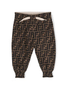 Pantaloni sportivi per neonato Fendi Kids marrone con logo FF all-over BUF071 AMJJ F19J5 FENDI KIDS 