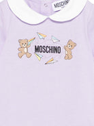 Set tutina e cappellino per neonata Moschino Kids lilla con stampa Teddy Bear MUY090LAA01 51683 MOSCHINO KIDS 
