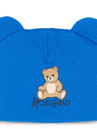 Berretto per neonati Moschino Kids blu con motivo Teddy bear MMX05HLCA40 40157 MOSCHINO KIDS 