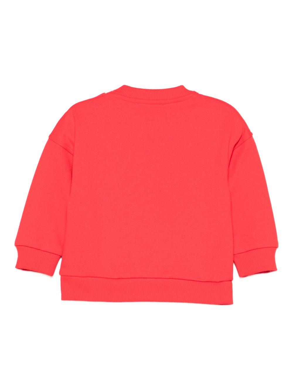 Felpa per neonati Moschino Kids rossa con logo Teddy M8F03QLCA83 50109 MOSCHINO KIDS 