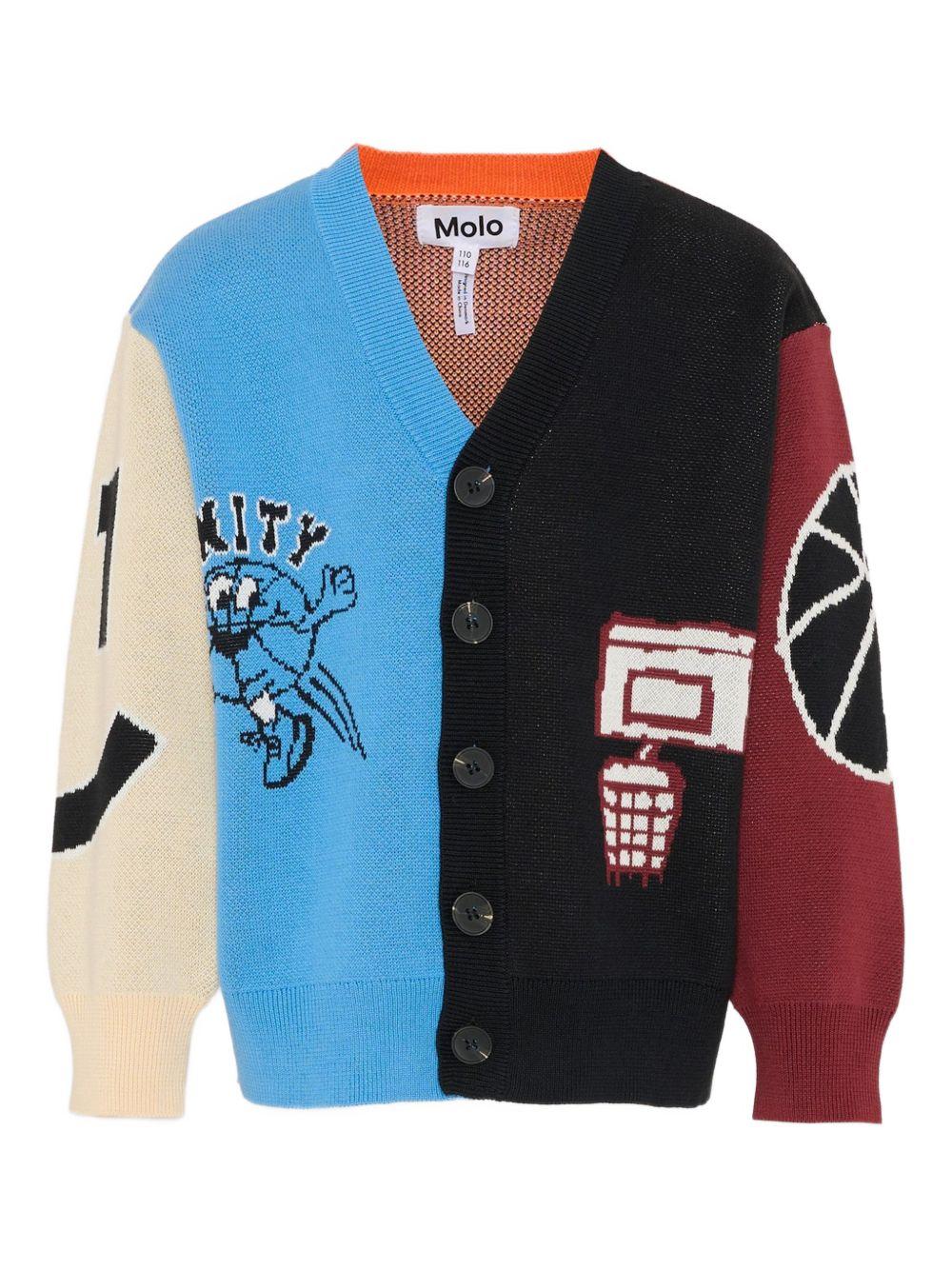 Cardigan Burt per bambino Molo multicolor con motivo basketball 1S26K301 9864 MOLO KIDS 
