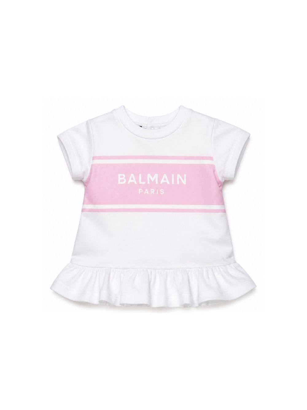 Abito per neonata Balmain Kids bianco con ruches BY1001 Z3672 100RS BALMAIN KIDS 