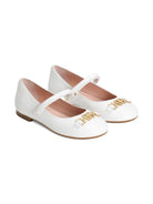 Ballerine per bambina Dolce & Gabbana Kids bianche con placca logo dorata D11382 AB793 80001 DOLCE & GABBANA KIDS 
