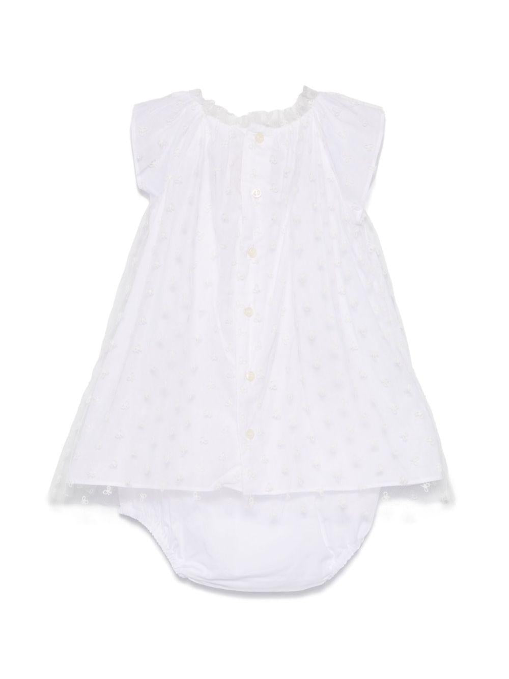 Abito per neonata Bonpoint nuage bianco con rifinitura con ruches S05XDRW00007 000 BONPOINT KIDS 