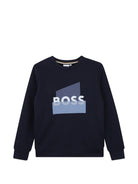 Felpa per bambino Boss Kids blu con stampa grafica J52966 849 BOSS KIDS 
