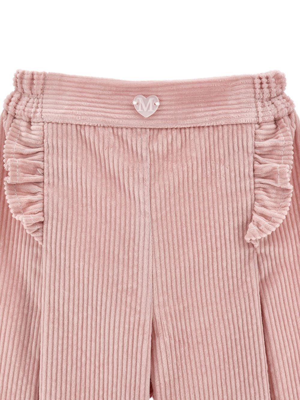 Pantaloni per bambina Monnalisa Kids rosa con placca con logo a cuore 37H400 8852 094F MONNALISA KIDS 