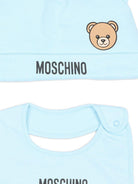 Set berretto e bavaglino per neonato Moschino Kids azzurro con motivo Teddy Bear MUY09NLCA40 40304 MOSCHINO KIDS 