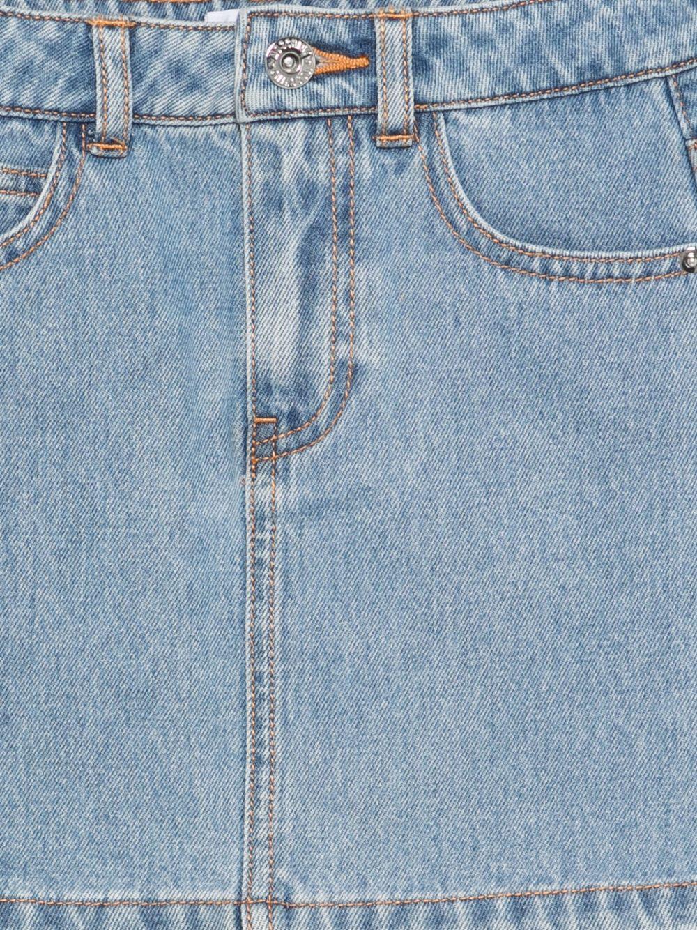 Gonna per bambina Moschino Kids in denim con stampa logo sul retro HDJ044L0E35 40183 MOSCHINO KIDS 