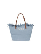 Borsa City Bag Fringe MC2 Saint Barth in denim con bordo sfrangiato CBF0001 01759L MC2 ST. BARTH KIDS 