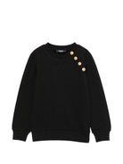 Felpa per bambino Balmain Kids nero con dettaglio con bottoni oro BZ4I10 Z3183 930OR BALMAIN KIDS 