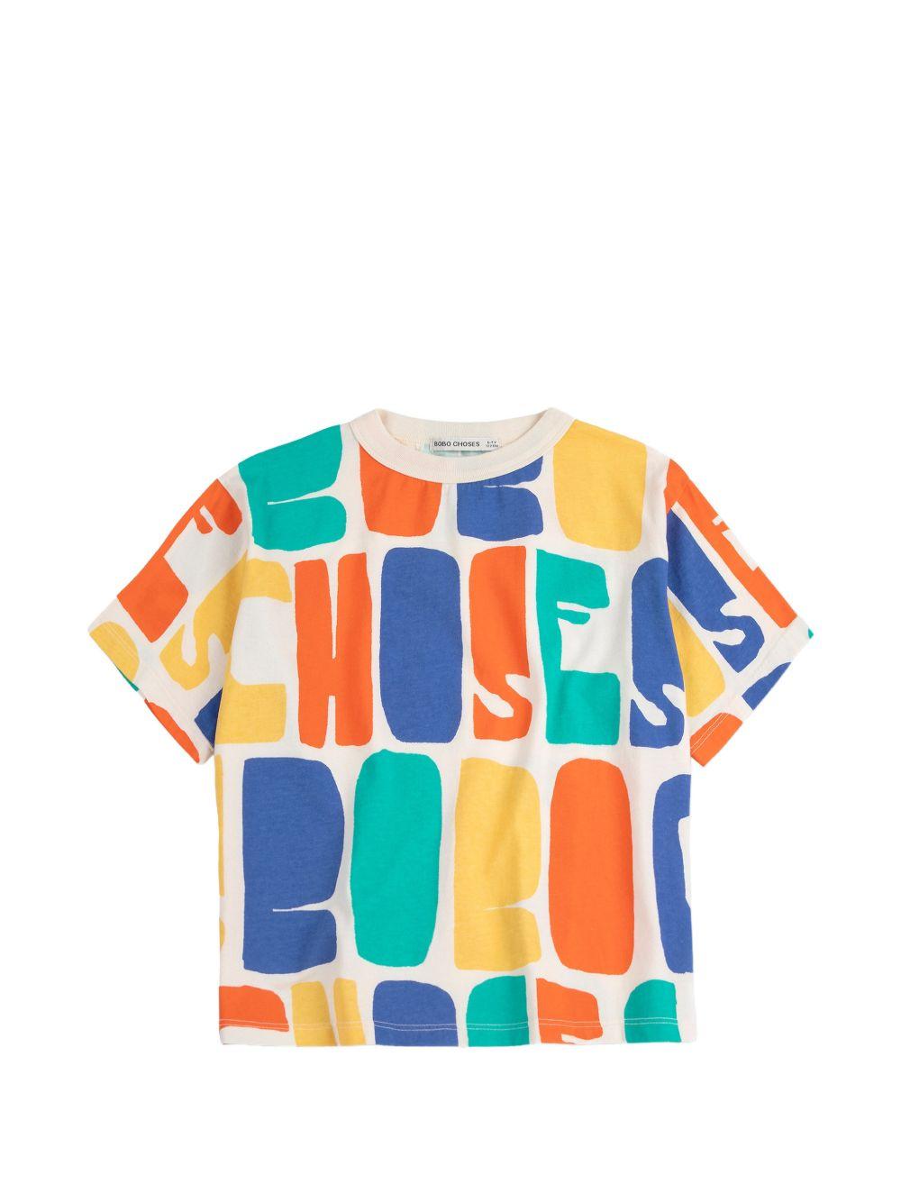 T-shirt per bambino Bobo Choses multicolore con stampa logo all-over B126AC137 199 BOBO CHOSES KIDS 