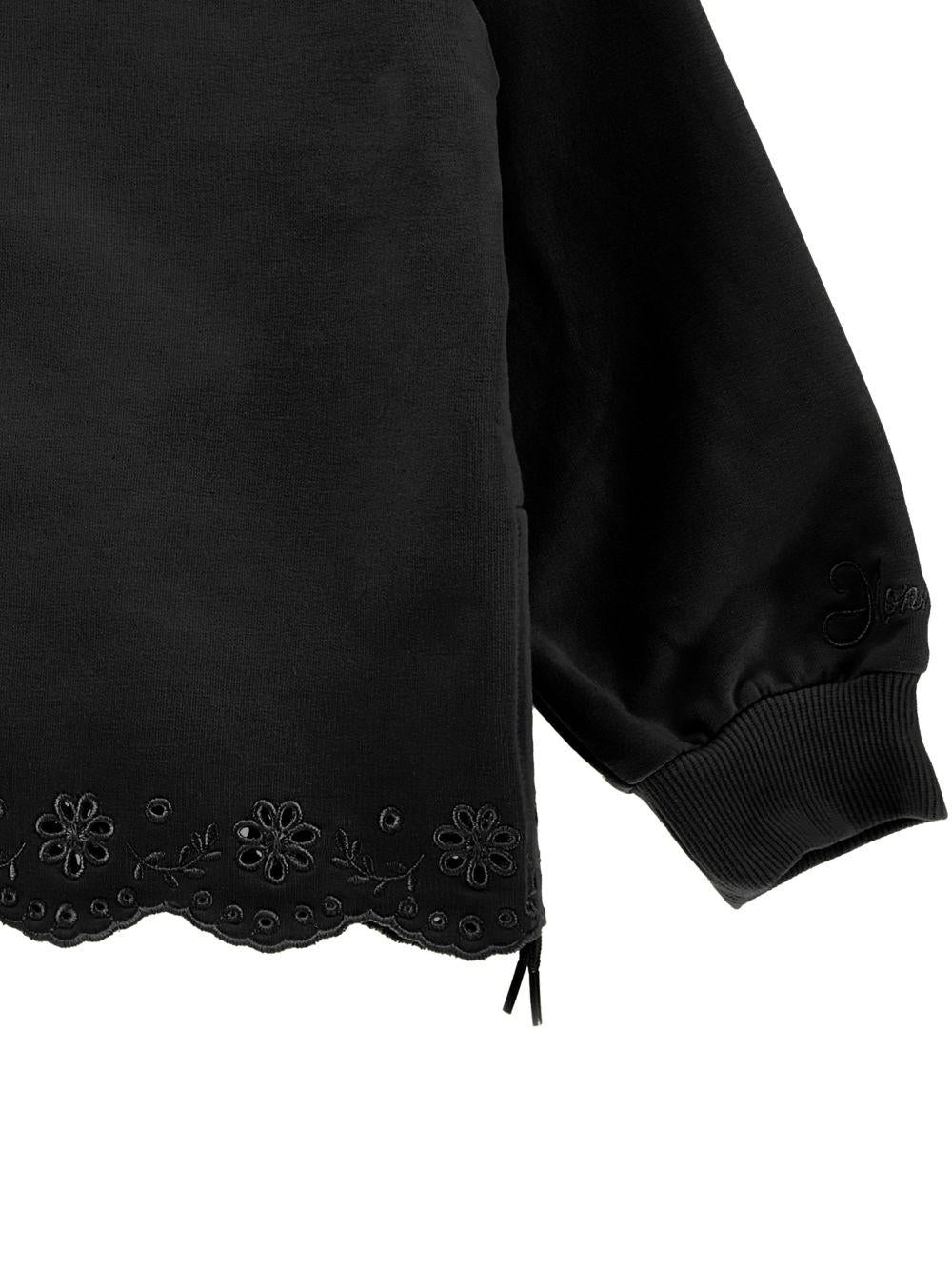 Felpa per bambina Monnalisa nera con ricamo a fiori 17G600 7014 0050 MONNALISA KIDS 