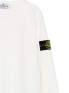 Felpa per bambino Stone Island Kids bianco con applicazione sulla manica L2S166100001S0A20 V0001 STONE ISLAND KIDS 