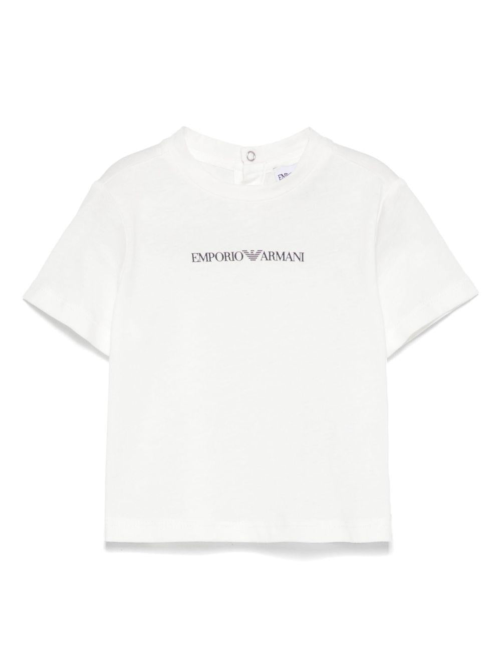 T-shirt per neonato Emporio Armani Kids bianco con logo gommato EB000419 AF15013 M0135 EMPORIO ARMANI KIDS 