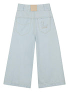 Pantaloni per bambina Lanvin Enfant azzurri con dettaglio logo N30340 Z27 LANVIN KIDS 